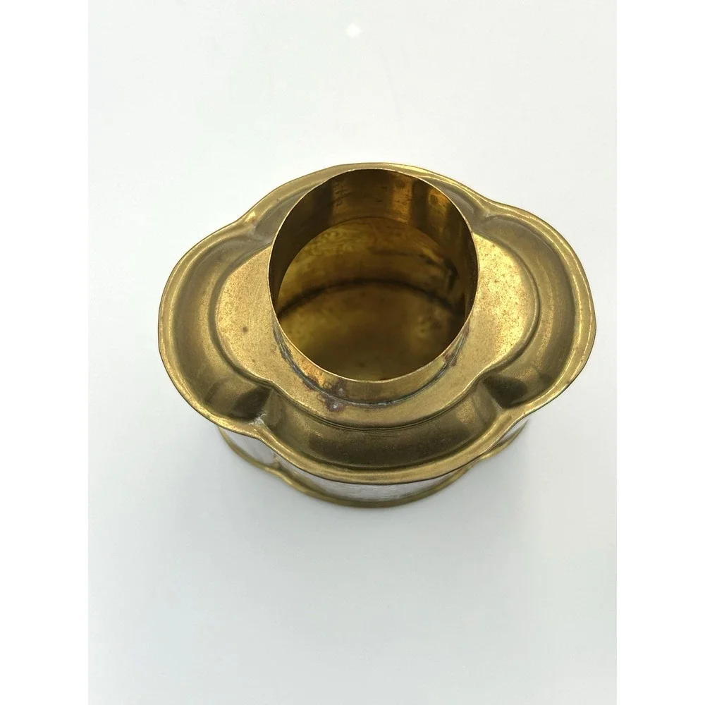 Vintage Brass Tea Caddy Engraved Floral Design Decorative Metal